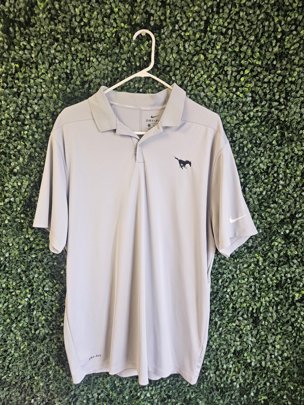 Mens XL Nike Golf Dri-Fit Mustang Logo 1/4 Button Polo